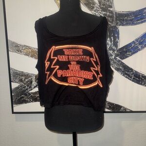 Guns N’ Roses Black Graphic 80’s Rocker Tank with Orange-Red Print